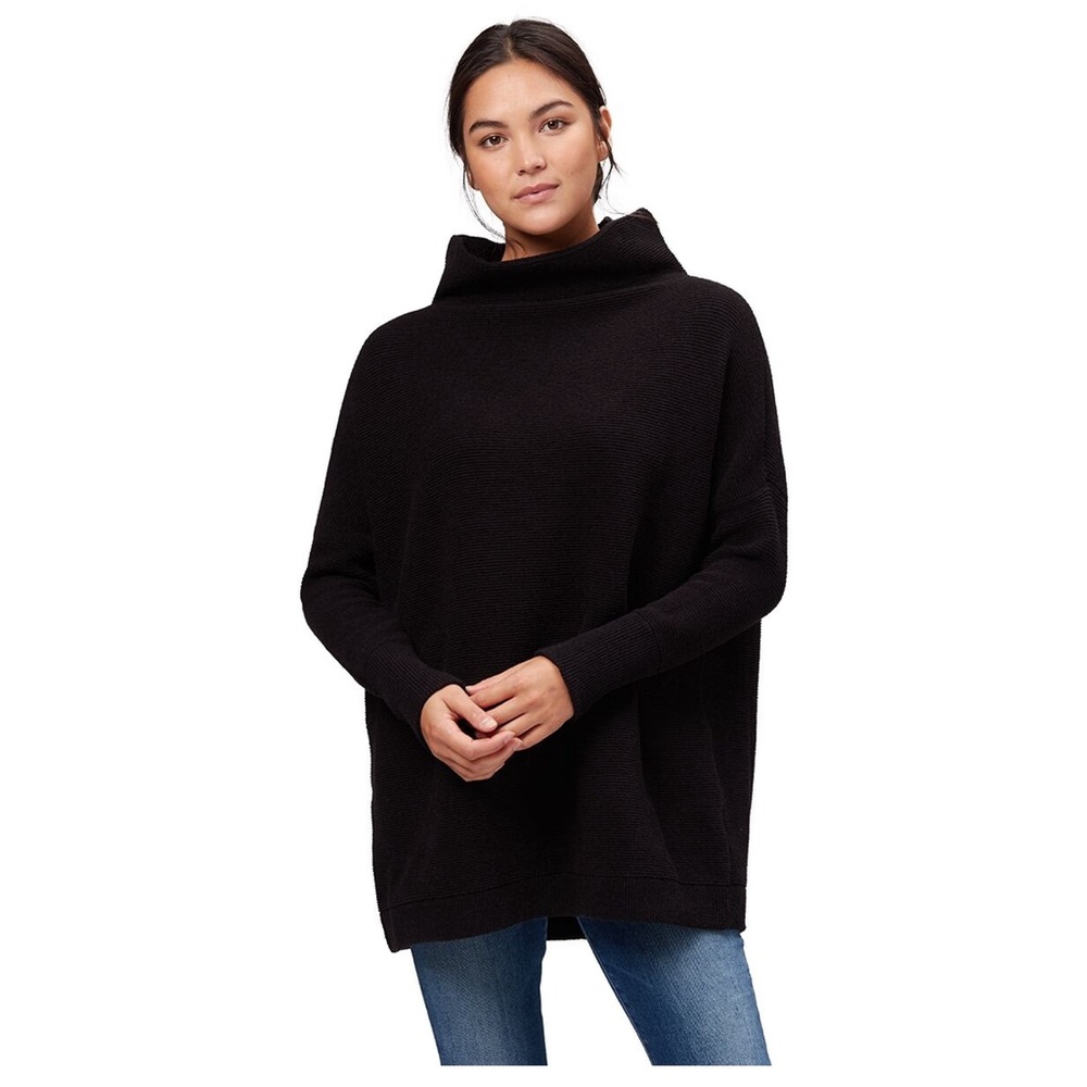 Free People Ottoman Slouchy Tunic In Black Size Medium casual comfort turtleneck